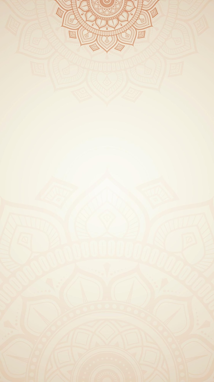 Vector simple intricate mandala art on blank warm creamy plain vertical background