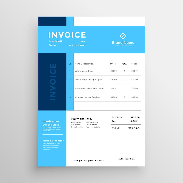 Premium Vector Simple invoice vector template design