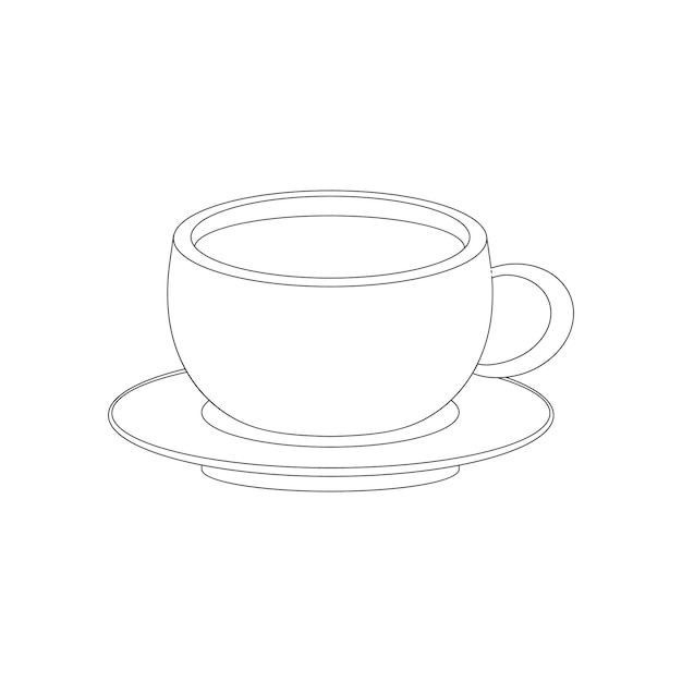 Vettore semplice tazza isolata di caffè, tè, bevande in stile contorno su bianco per icone, app, carta da parati, web