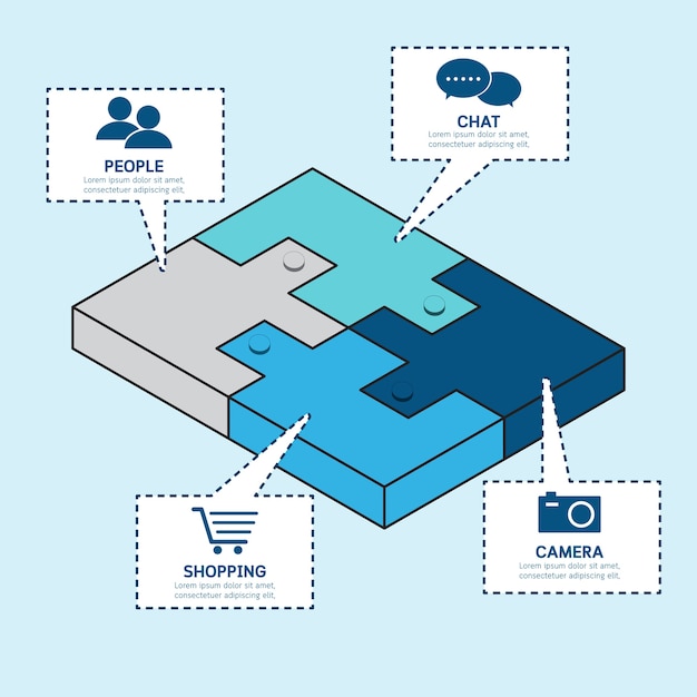 Vettore modello di infografica semplice puzzle.