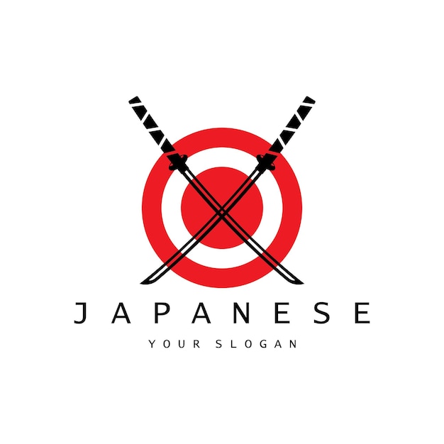 Simple katana samurai sword logo design template vector