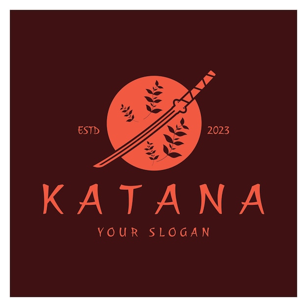 Simple katana samurai sword logo design template vector