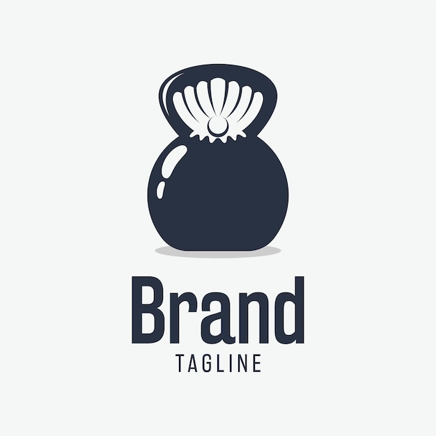 Simple kettle bell featuring clam logo design