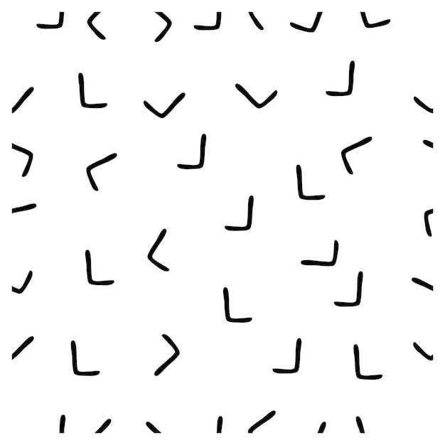 Semplice disegno a mano di doodle vettoriale in bianco e nero senza cuciture a forma di l