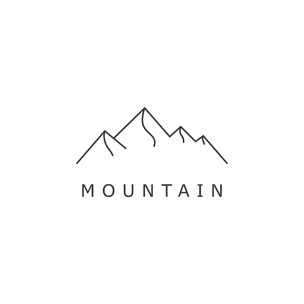Vector simple landscape line drawing of a mountain logo