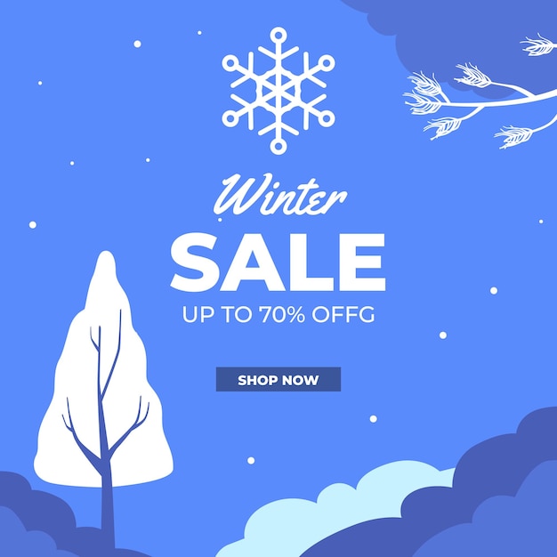 Simple landscape for winter season sal offer discount promotion
banner template