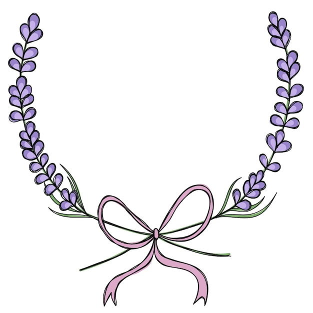 Simple lavender wreath with pink ribbon