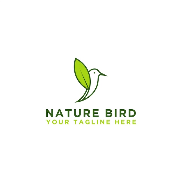 Simple leaf and bird logos are simple green vector designs  Linear style templates