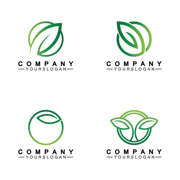 Simple leaf logo inside circle with minimal line art design style