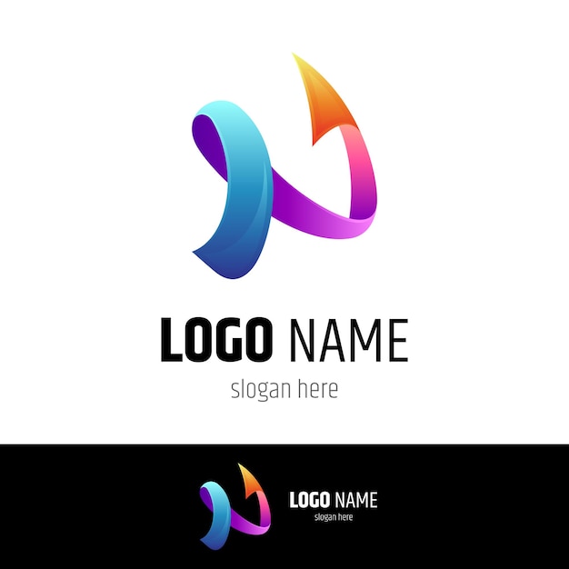 Semplice lettera n freccia logo design