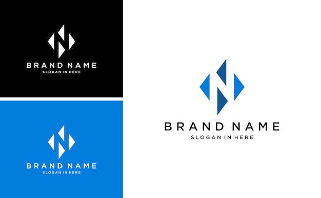 simple letter n logo with apartment building concept vector template