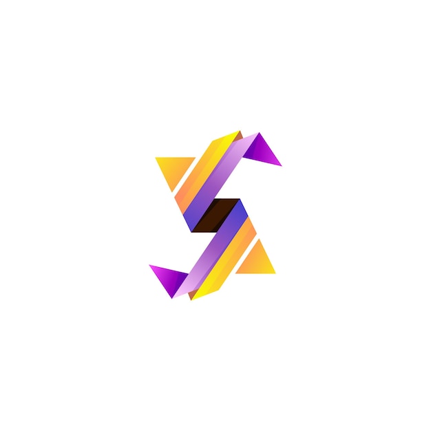 Vector simple letter s logo with arrow design combination 3d style