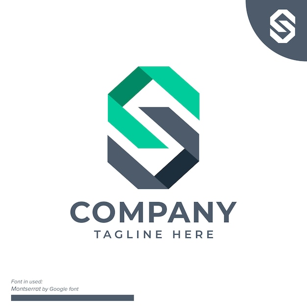 Simple letter S modern hexagon sqaure symbol icon flat logo stock vector design