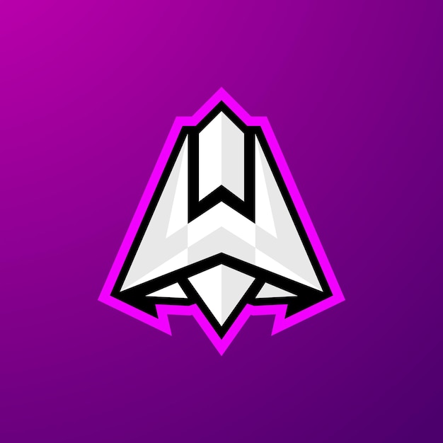 Simple letter W and I gaming logo design in white and purple color with rocket concept