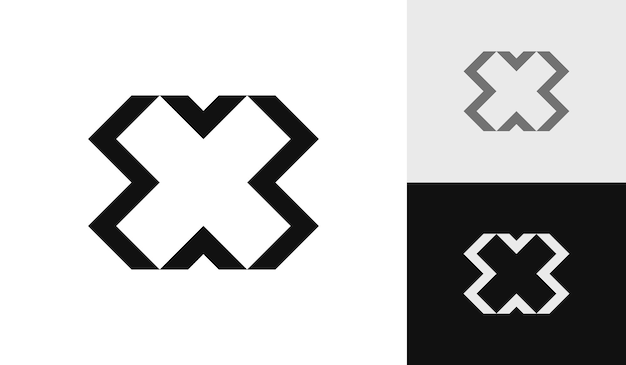 벡터 심플한 문자 x 초기 모노그램 로고 디자인