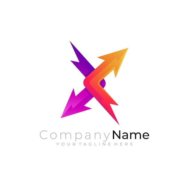 Vector simple letter x logo and arrow design combination x logo