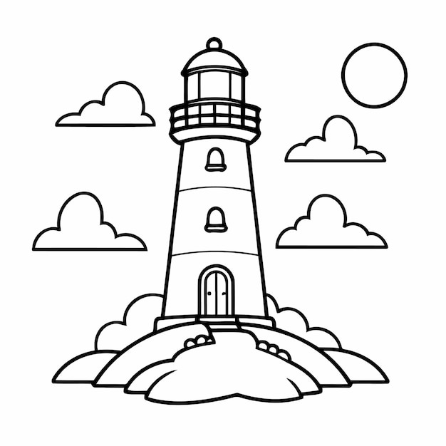 Simple Lighthouse drawing for kids books