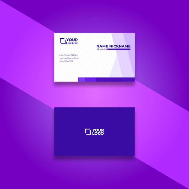 Simple line abstract purple business card template