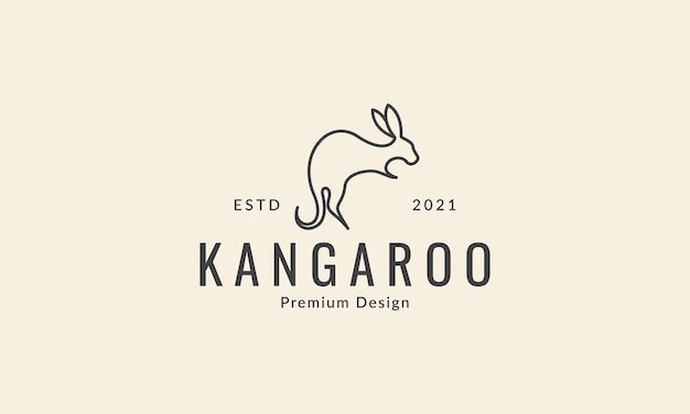 Simple line animal kangaroo jump logo vector icon symbol graphic design illustration