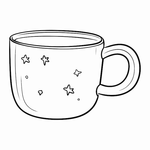 Vettore simple line art una bella tazza in stile vettoriale