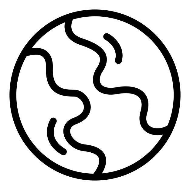 Vector simple line art icon of the planet earth