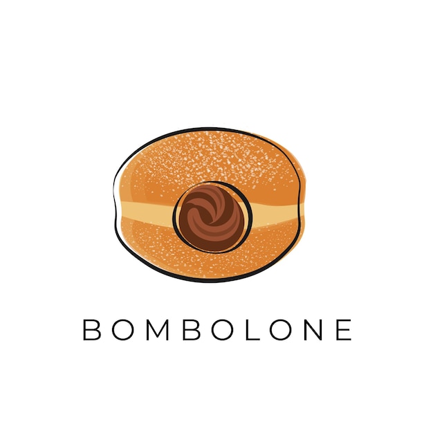 Simple line art illustratie logo gevulde donut of bombolone