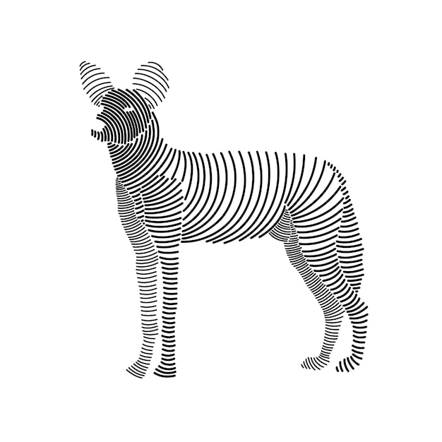 Simple line art illustration of african wild dog 2