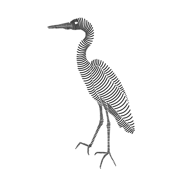 Vector simple line art illustration of a heron 3