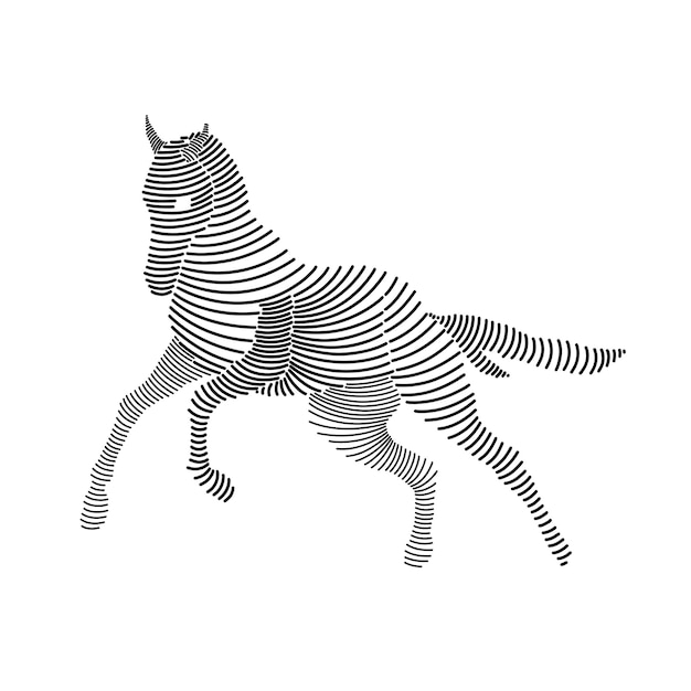Simple line art illustration of a horse 3