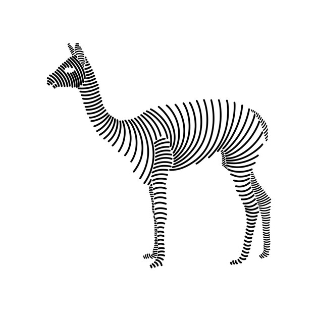 Simple line art illustration of llama 3