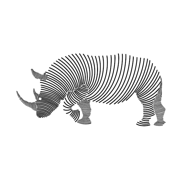 Vector simple line art illustration of a rhino 1