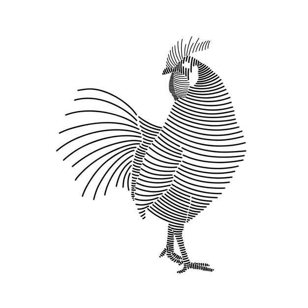 Simple line art illustration of a rooster 3