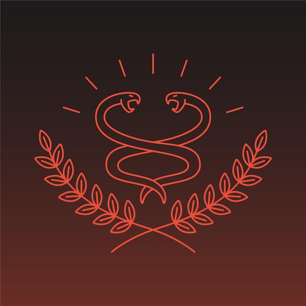 Vettore semplice logo artistico di foglie di ghirlanda con serpenti