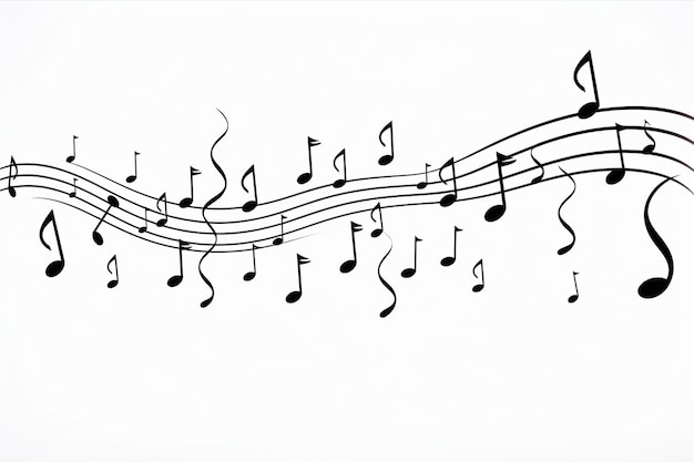 Simple Line Art Music Notes on White