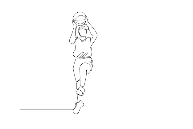 simple line of basketball. one line concept of continuous line of basketball ball sport slam dunk.