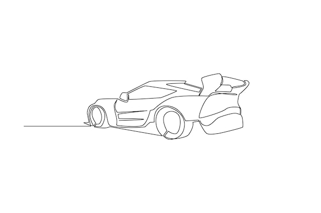 Semplice linea di vettore di corse automobilistiche. concetto di una linea di disegno di corse automobilistiche e linea continua.