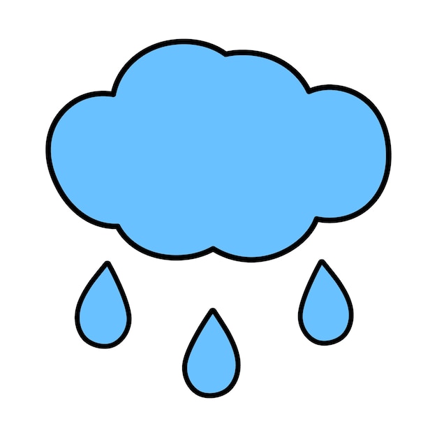 Простая цветовая икона облачного неба и капли дождливой погоды концепция дизайна для метеорологического состояния