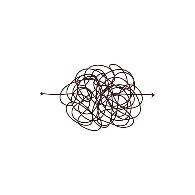 Simple line and complex easy way Scribble doodle chaos mindset Problem solving difficult line