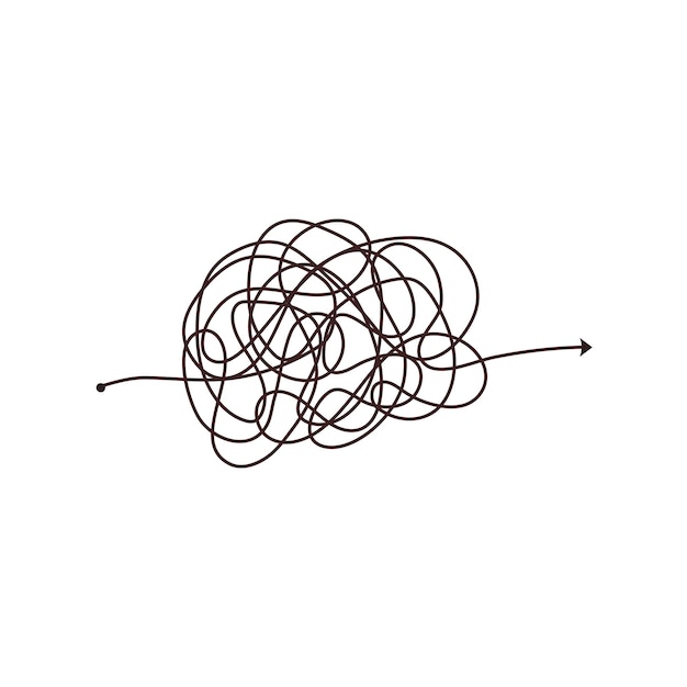 Linea semplice e modo facile e complesso scribble scarabocchio mentalità caos risolvere problemi linea difficile