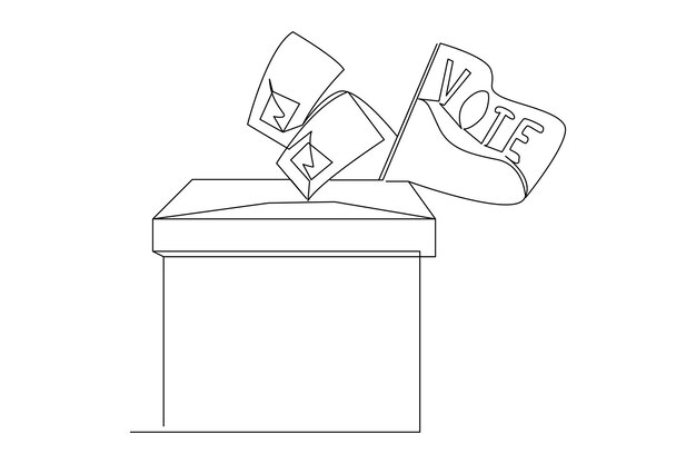 Vector simple line concept for general election. one line and continuous line for voting ballot poll vector