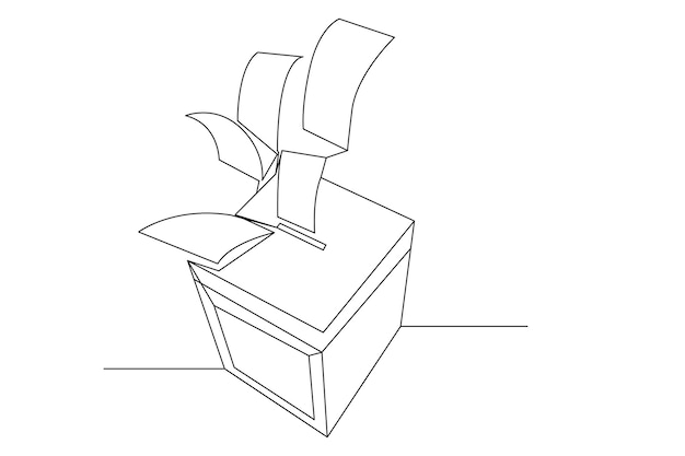 Vector simple line concept for general election. one line and continuous line for voting ballot poll vector
