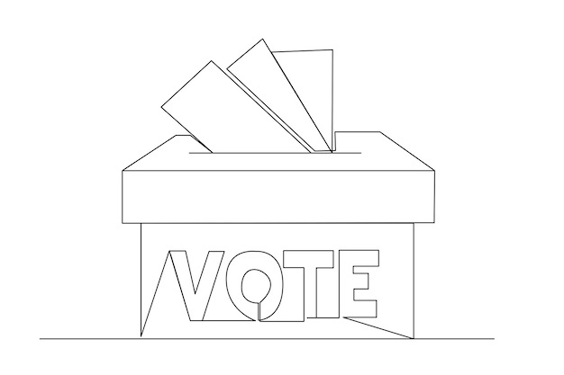 simple line concept for general election. One line and continuous line for voting ballot poll vector