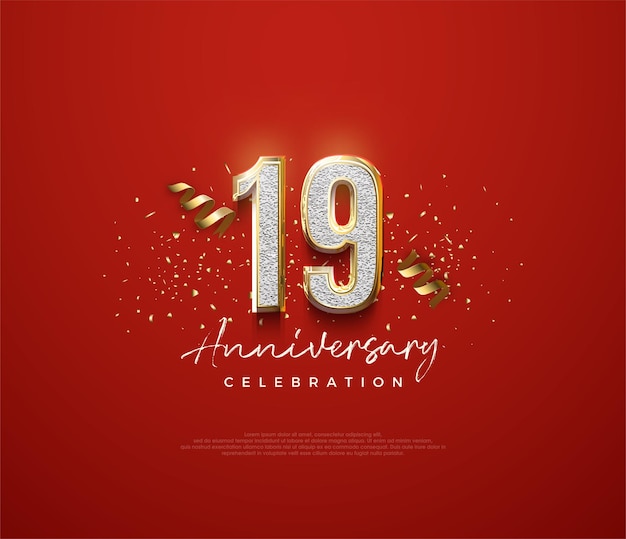 Simple line design for 19th anniversary celebration premium vector for poster banner celebration greeting