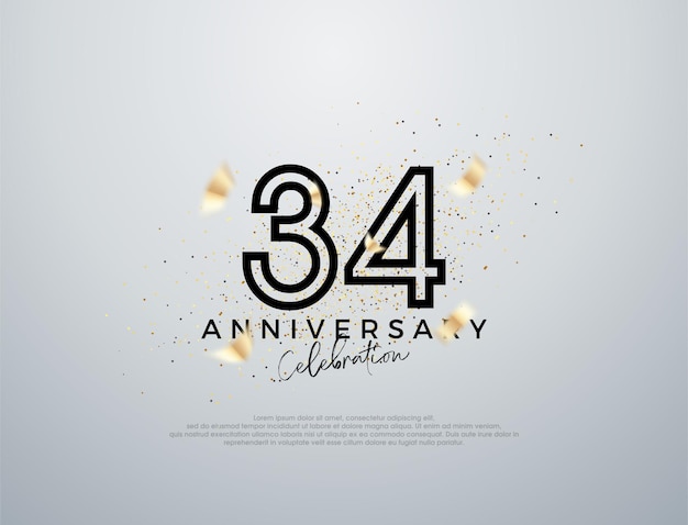 Simple line design for 34th anniversary celebration Premium vector for poster banner celebration greeting