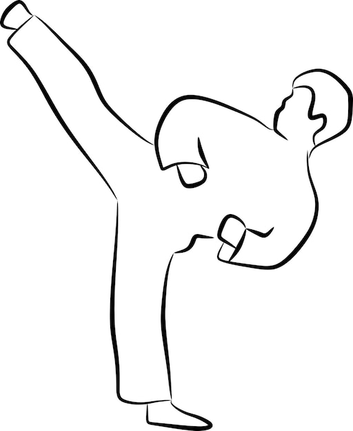 Vector simple line drawing taekwondo kick