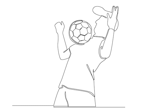 Простая линия футбола на чемпионате мира 2022 года в катаре. одна линия концепции рисунка чемпионата мира по футболу