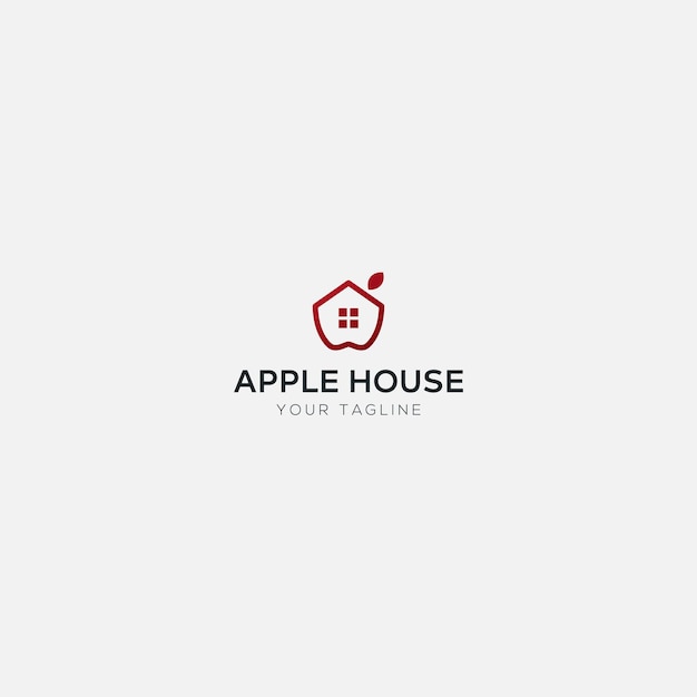 Simple line home apple logo design modern