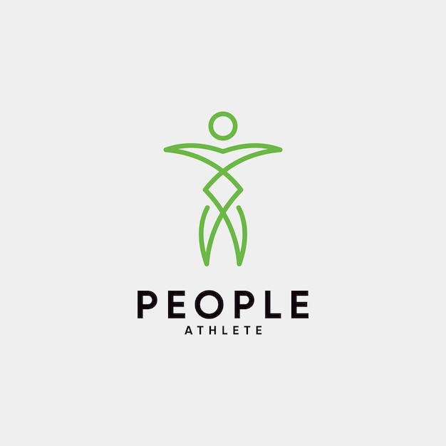 simple line people athlete logo design