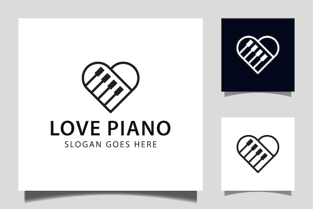 Simple line piano love music symbol icon vector for pianist Musical instruments logo design