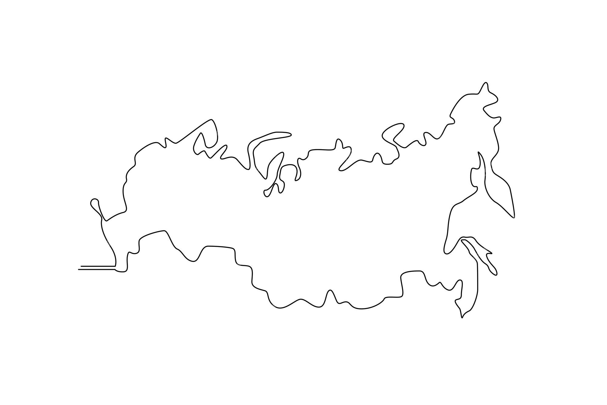 Flag Simple Map of Russia